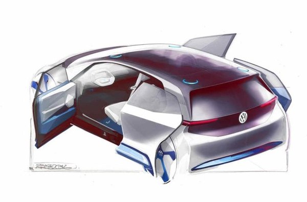 大众全新纯电动概念车设计图 巴黎车展亮相