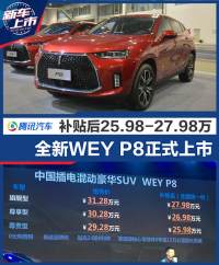 全新WEY P8正式上市 补贴后售25.98-27.98万
